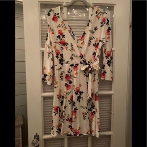 White long sleeve dress with flowers
